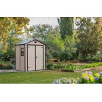 Casetta da Giardino Porta Attrezzi 185x152x226 cm in Resina Effetto Legno Keter Manor 6x5 Beige