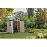 Casetta da Giardino Porta Attrezzi 185x152x226 cm in Resina Effetto Legno Keter Manor 6x5 Beige