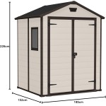 Casetta da Giardino Porta Attrezzi 185x152x226 cm in Resina Effetto Legno Keter Manor 6x5 Beige