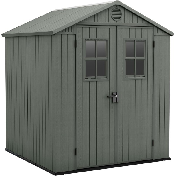Casetta da Giardino Porta Attrezzi 190x183x221 cm in Evotech+ Keter Darwin 6x6 Verde
