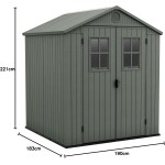 Casetta da Giardino Porta Attrezzi 190x183x221 cm in Evotech+ Keter Darwin 6x6 Verde