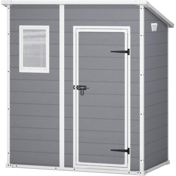 Casetta da Giardino Porta Attrezzi 183,5x111x200,5 cm in Resina Effetto Legno Keter Manor Pent 6x4 Grigia