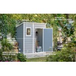 Casetta da Giardino Porta Attrezzi 183,5x111x200,5 cm in Resina Effetto Legno Keter Manor Pent 6x4 Grigia
