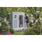 Casetta da Giardino Porta Attrezzi 183,5x111x200,5 cm in Resina Effetto Legno Keter Manor Pent 6x4 Grigia