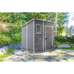 Casetta da Giardino Porta Attrezzi 183,5x185x200 cm in Resina Effetto Legno Keter Manor Pent 6x6 Grigia