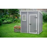 Casetta da Giardino Porta Attrezzi 183,5x185x200 cm in Resina Effetto Legno Keter Manor Pent 6x6 Grigia