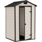 Casetta da Giardino Porta Attrezzi 129x103x196 cm in Resina Effetto Legno Keter Manor 4x3 Beige