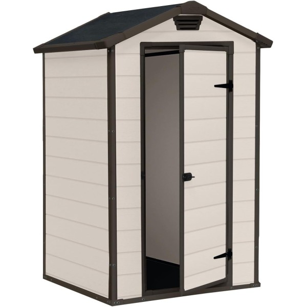 Casetta da Giardino Porta Attrezzi 129x103x196 cm in Resina Effetto Legno Keter Manor 4x3 Beige