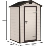 Casetta da Giardino Porta Attrezzi 129x103x196 cm in Resina Effetto Legno Keter Manor 4x3 Beige