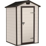 Casetta da Giardino Porta Attrezzi 129x103x196 cm in Resina Effetto Legno Keter Manor 4x3 Beige