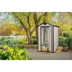Casetta da Giardino Porta Attrezzi 129x103x196 cm in Resina Effetto Legno Keter Manor 4x3 Beige