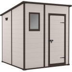 Casetta da Giardino Porta Attrezzi 183,5x185x200 cm in Resina Effetto Legno Keter Manor Pent 6x6 Beige