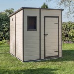 Casetta da Giardino Porta Attrezzi 183,5x185x200 cm in Resina Effetto Legno Keter Manor Pent 6x6 Beige