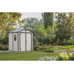 Casetta da Giardino Porta Attrezzi 185,8x236,8x227 cm in Resina Effetto Legno Keter Manor 6x8 Beige