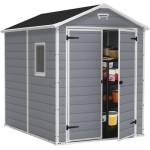 Casetta da Giardino Porta Attrezzi 185,8x236,8x227 cm in Resina Effetto Legno Keter Manor 6x8 Grigia