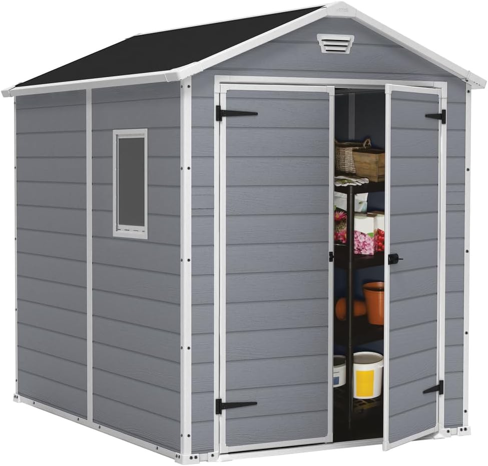 Casetta da Giardino Porta Attrezzi 185,8x236,8x227 cm in Resina Effetto Legno Keter Manor 6x8 Grigia Casetta da Giardino Porta Attrezzi 185,8x236,8x227 cm in Resina Effetto Legno Keter Manor 6x8 Grigia