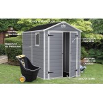 Casetta da Giardino Porta Attrezzi 185,8x236,8x227 cm in Resina Effetto Legno Keter Manor 6x8 Grigia