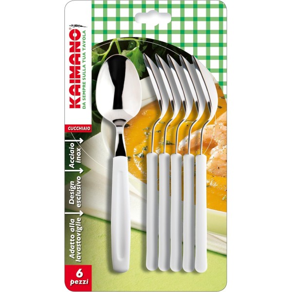 Kaimano KDN760206W Dinamik Cucchiai, Acciaio Inossidabile, Bianco, 6 unità
