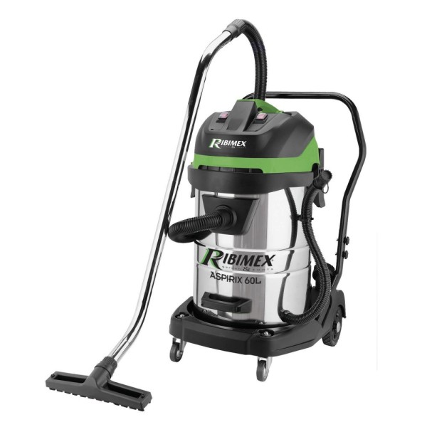 Ribimex Aspiratore per Solidi e Liquidi Aspirix Bidone Aspiratutto Professionale da 60L 2 Motori da 1000W PRASP61LX2