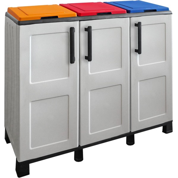 ARMADIO PVC RACCOLTA DIFFERENZIATA 3 SCOMPARTI ARTPLAST PATTUMIERA IN POLIPROPILENE